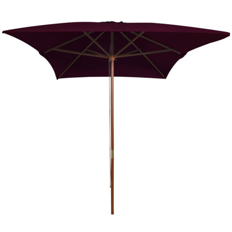 vidaXL Parasol met houten paal 200x300 cm bordeauxrood afbeelding2 - 1