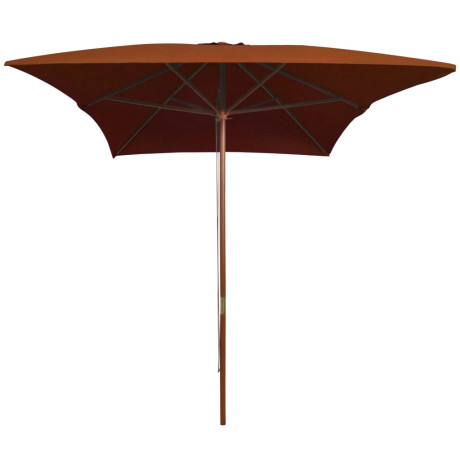 vidaXL Parasol met houten paal 200x300 cm terracottakleurig afbeelding2 - 1