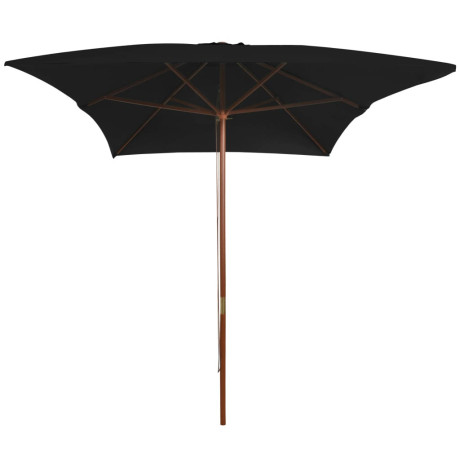 vidaXL Parasol met houten paal 200x300 cm zwart afbeelding2 - 1