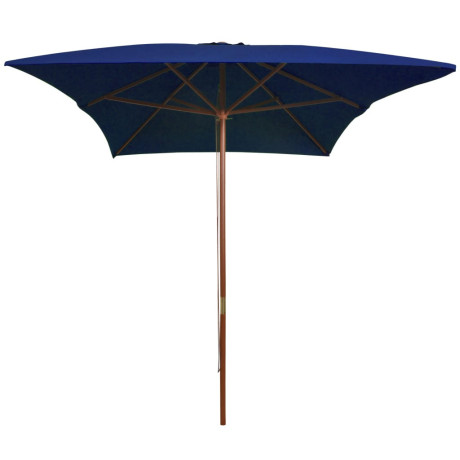 vidaXL Parasol met houten paal 200x300 cm blauw afbeelding2 - 1