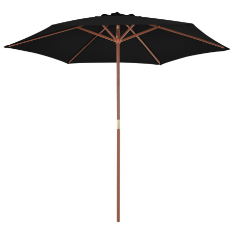 vidaXL Parasol met houten paal 270 cm zwart afbeelding2 - 1