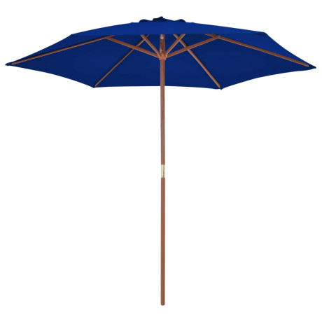 vidaXL Parasol met houten paal 270 cm blauw afbeelding2 - 1