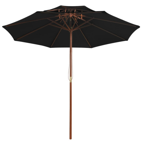 vidaXL Parasol dubbeldekker met houten paal 270 cm zwart afbeelding2 - 1