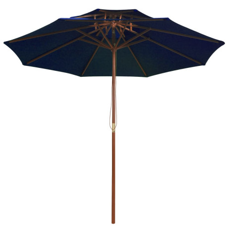 vidaXL Parasol dubbeldekker met houten paal 270 cm blauw afbeelding2 - 1