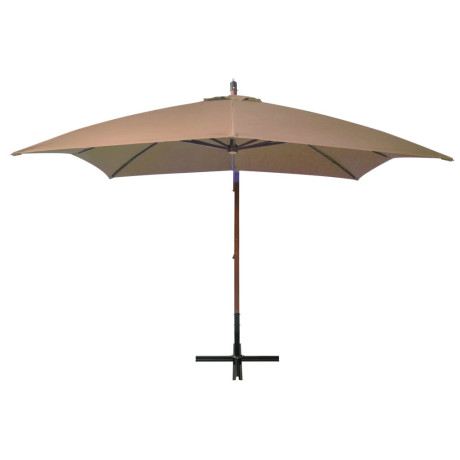 vidaXL Zweefparasol met paal 3x3 m massief vurenhout taupe afbeelding2 - 1