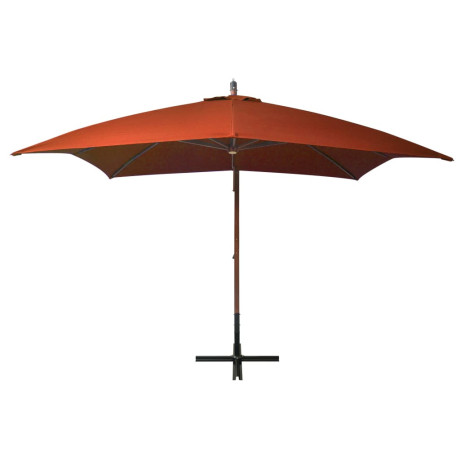 vidaXL Zweefparasol met paal 3x3 m massief vurenhout terracottakleurig afbeelding2 - 1