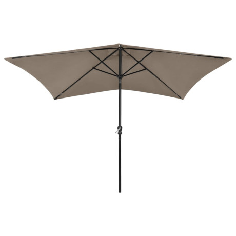 vidaXL Parasol met LED's en stalen paal 2x3 m taupe afbeelding2 - 1