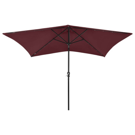 vidaXL Parasol met LED's en stalen paal 2x3 m bordeauxrood afbeelding2 - 1