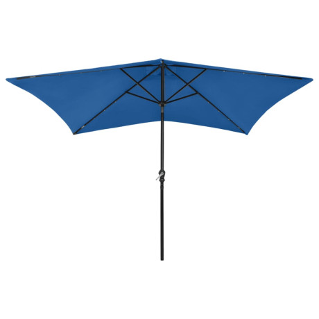 vidaXL Parasol met LED's en stalen paal 2x3 m azuurblauw afbeelding2 - 1