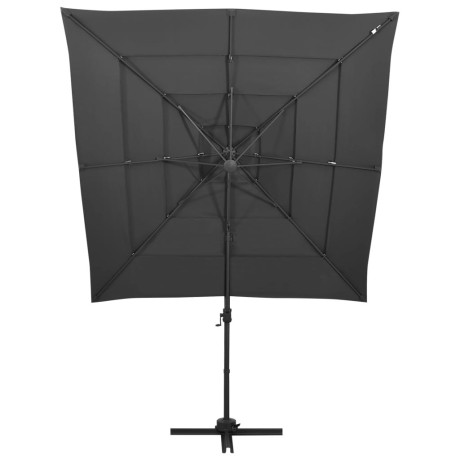 vidaXL Parasol 4-laags met aluminium paal 250x250 cm antracietkleurig afbeelding2 - 1