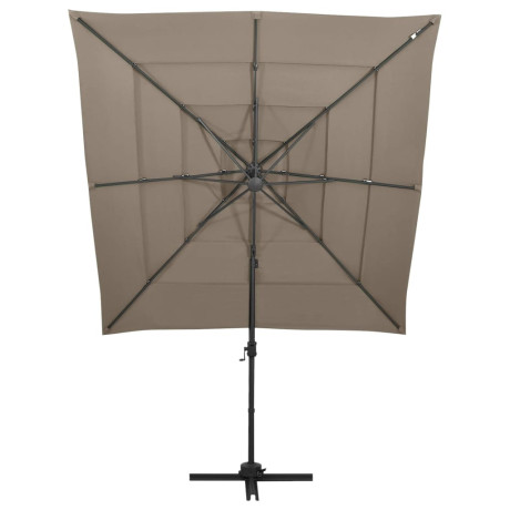 vidaXL Parasol 4-laags met aluminium paal 250x250 cm taupe afbeelding2 - 1