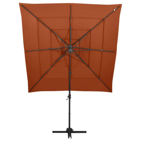 vidaXL Parasol 4-laags met aluminium paal 250x250 cm terracottakleurig afbeelding2 - 1