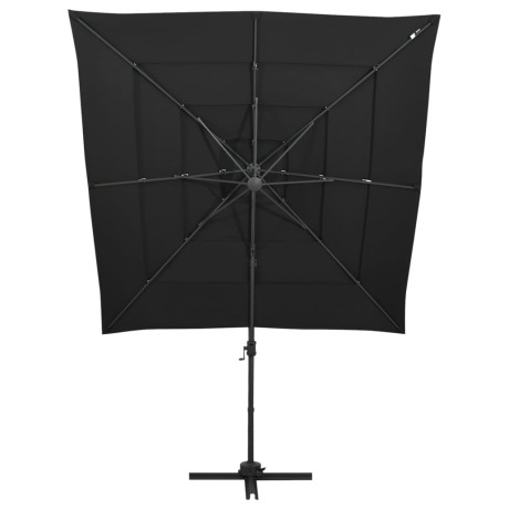 vidaXL Parasol 4-laags met aluminium paal 250x250 cm zwart afbeelding2 - 1