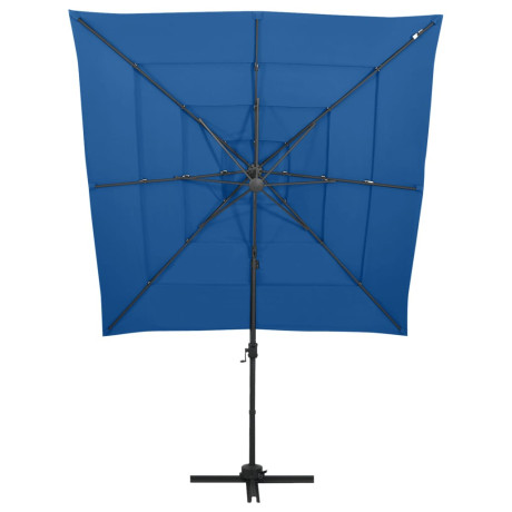 vidaXL Parasol 4-laags met aluminium paal 250x250 cm azuurblauw afbeelding2 - 1