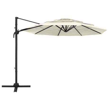 vidaXL Parasol 4-laags met aluminium paal 3x3 m zandkleurig afbeelding2 - 1