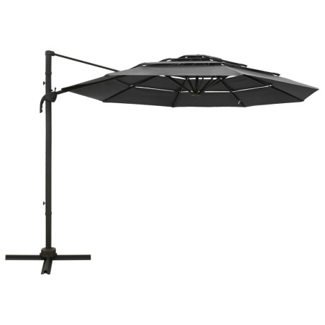 vidaXL Parasol 4-laags met aluminium paal 3x3 m antracietkleurig afbeelding2 - 1