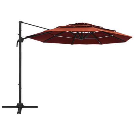 vidaXL Parasol 4-laags met aluminium paal 3x3 m terracottakleurig afbeelding2 - 1