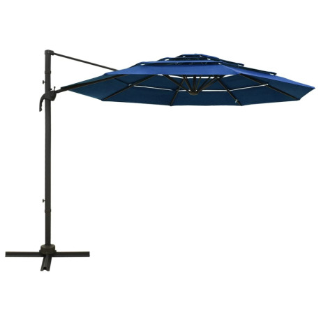 vidaXL Parasol 4-laags met aluminium paal 3x3 m azuurblauw afbeelding2 - 1