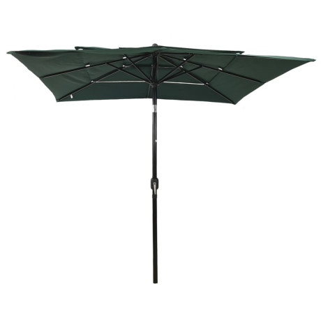 vidaXL Parasol 3-laags met aluminium paal 2,5x2,5 m groen afbeelding2 - 1