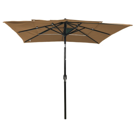 vidaXL Parasol 3-laags met aluminium paal 2,5x2,5 m taupe afbeelding2 - 1