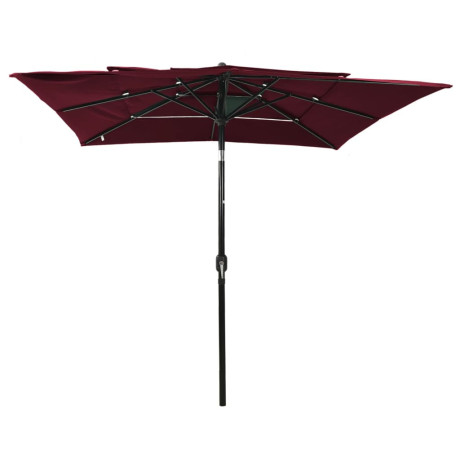 vidaXL Parasol 3-laags met aluminium paal 2,5x2,5 m bordeauxrood afbeelding2 - 1