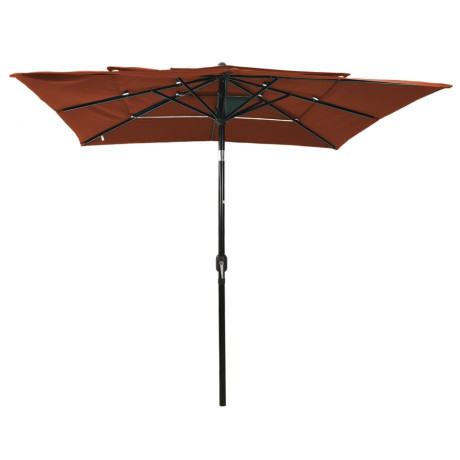 vidaXL Parasol 3-laags met aluminium paal 2,5x2,5 m terracottakleurig afbeelding2 - 1