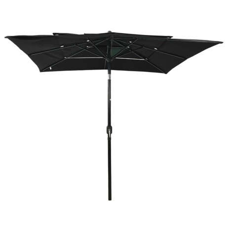 vidaXL Parasol 3-laags met aluminium paal 2,5x2,5 m zwart afbeelding2 - 1