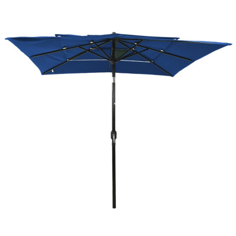 vidaXL Parasol 3-laags met aluminium paal 2,5x2,5 m azuurblauw afbeelding2 - 1