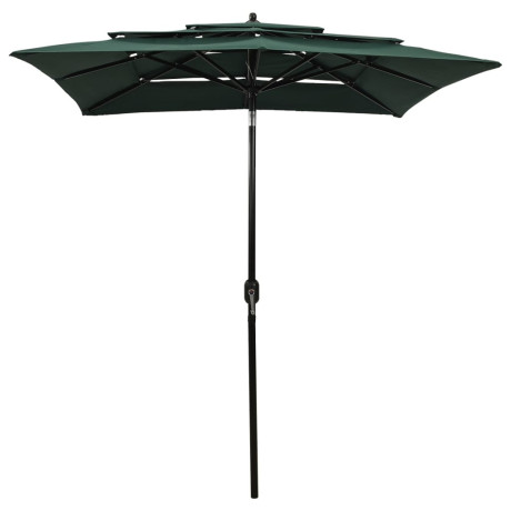 vidaXL Parasol 3-laags met aluminium paal 2x2 m groen afbeelding2 - 1