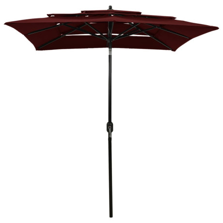 vidaXL Parasol 3-laags met aluminium paal 2x2 m bordeauxrood afbeelding2 - 1