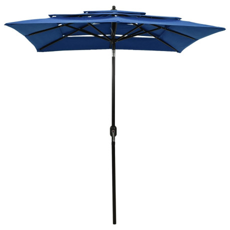 vidaXL Parasol 3-laags met aluminium paal 2x2 m azuurblauw afbeelding2 - 1