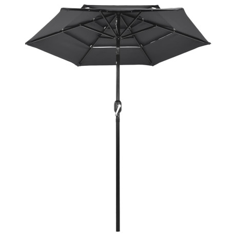 vidaXL Parasol 3-laags met aluminium paal 2 m antracietkleurig afbeelding2 - 1