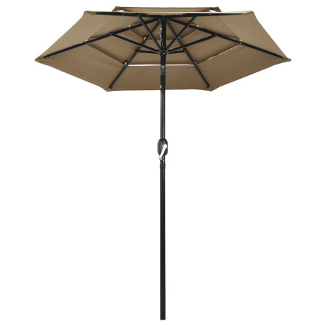 vidaXL Parasol 3-laags met aluminium paal 2 m taupe afbeelding2 - 1