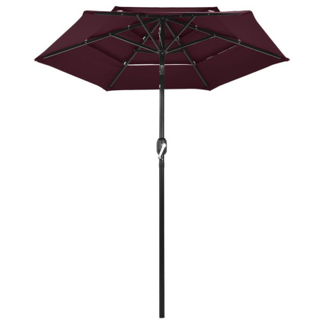 vidaXL Parasol 3-laags met aluminium paal 2 m bordeauxrood afbeelding2 - 1