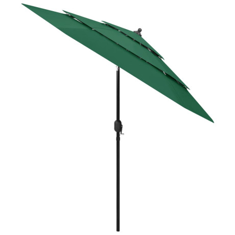 vidaXL Parasol 3-laags met aluminium paal 2,5 m groen afbeelding2 - 1