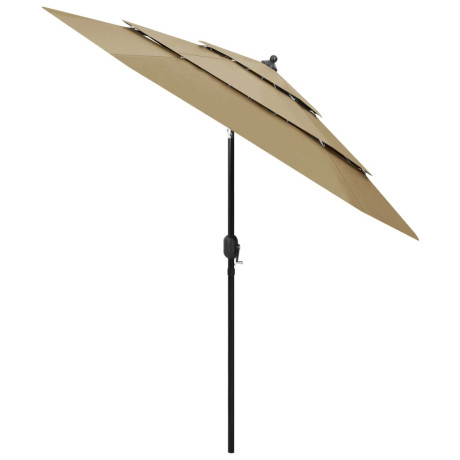 vidaXL Parasol 3-laags met aluminium paal 2,5 m taupe afbeelding2 - 1