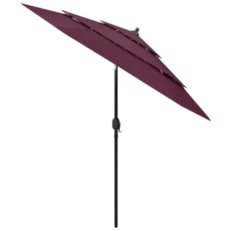 vidaXL Parasol 3-laags met aluminium paal 2,5 m bordeauxrood afbeelding2 - 1