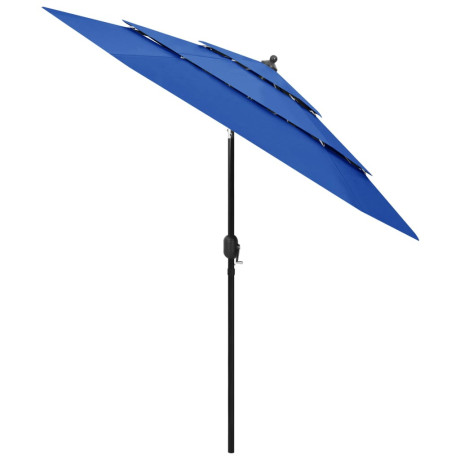 vidaXL Parasol 3-laags met aluminium paal 2,5 m azuurblauw afbeelding2 - 1