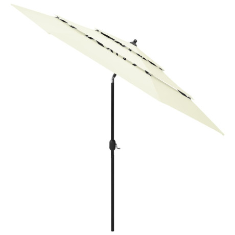 vidaXL Parasol 3-laags met aluminium paal 3 m zandkleurig afbeelding2 - 1