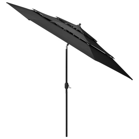 vidaXL Parasol 3-laags met aluminium paal 3 m antracietkleurig afbeelding2 - 1