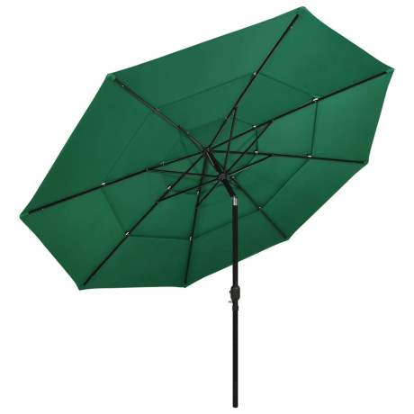 vidaXL Parasol 3-laags met aluminium paal 3,5 m groen afbeelding2 - 1