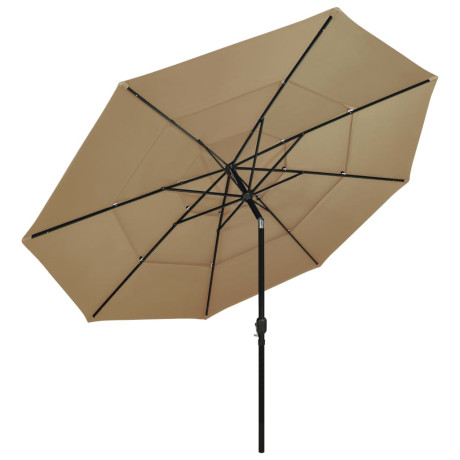 vidaXL Parasol 3-laags met aluminium paal 3,5 m taupe afbeelding2 - 1