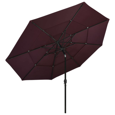 vidaXL Parasol 3-laags met aluminium paal 3,5 m bordeauxrood afbeelding2 - 1