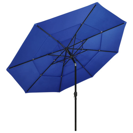 vidaXL Parasol 3-laags met aluminium paal 3,5 m azuurblauw afbeelding2 - 1