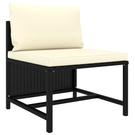 vidaXL 3-delige Loungeset met kussens poly rattan zwart afbeelding2 - 1