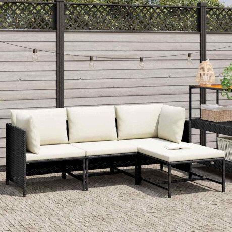 vidaXL 4-delige Loungeset met kussens poly rattan zwart afbeelding2 - 1