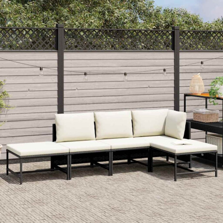vidaXL 5-delige Loungeset met kussens poly rattan zwart afbeelding2 - 1