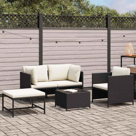 vidaXL 4-delige Loungeset met kussens poly rattan zwart afbeelding2 - 1
