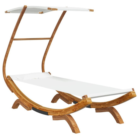 vidaXL Loungebed met luifel 100x190x134 cm massief gebogen hout crème afbeelding2 - 1