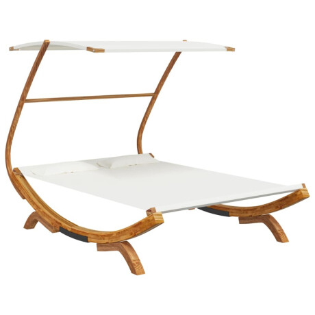 vidaXL Loungebed met luifel 165x203x138 cm massief gebogen hout crème afbeelding2 - 1